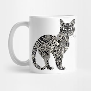 Cat Silhouette Filled With Intricate Geometric Patterns Mug